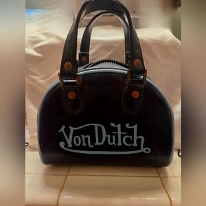 Rare Von Dutch Y2k Navy and Powder Blue Mini Bowling Bag